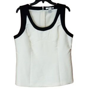 NWOT WD NY Ivory & Black Sleeveless Tailored Top